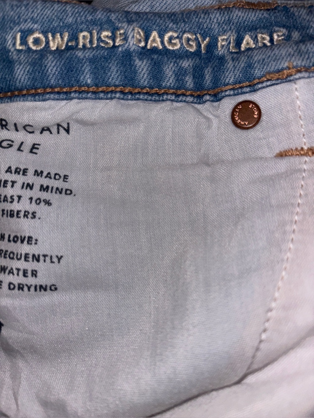 American Eagle Striged Low-Rise Baggy Flare Jeans Women 16L NEW Drape Stretch - Picture 8 of 11